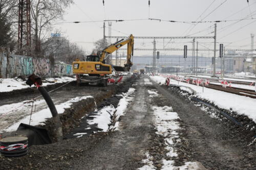 Práce na železničním spodku kolej 1,2 Vršovice